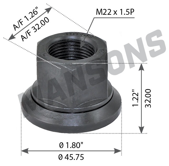 Гайка колесная M22x1.5 10.9 SW32, H32 еврогайка ВЫСОКАЯ BSL 007S54