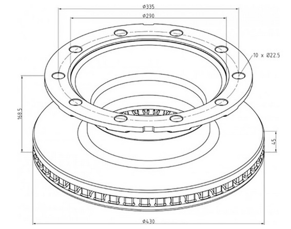 Диск тормозной SCHMITZ 430*45*168.5*290 n10  Cargo Bull 017870