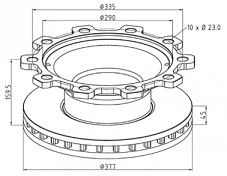 Диск тормозной BPW С ABS 370x45x159 0308834047