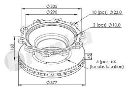 Диск тормозной KR0010, BPW 5 378*45*159 c ABC 0308834067