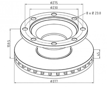 Диск тормозной BPW 377x45x159.5 0308834090