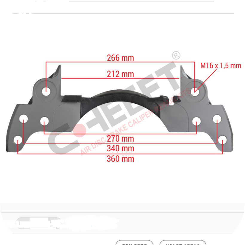 Скоба дискового тормозного суппорта WABCO PAN 19-1 МАЗ 206 (правая) CHEEFT 3265